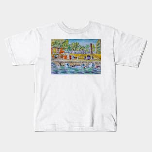 Watercolor Sketch - Quai du Port, Neuchatel, Switzerland Kids T-Shirt